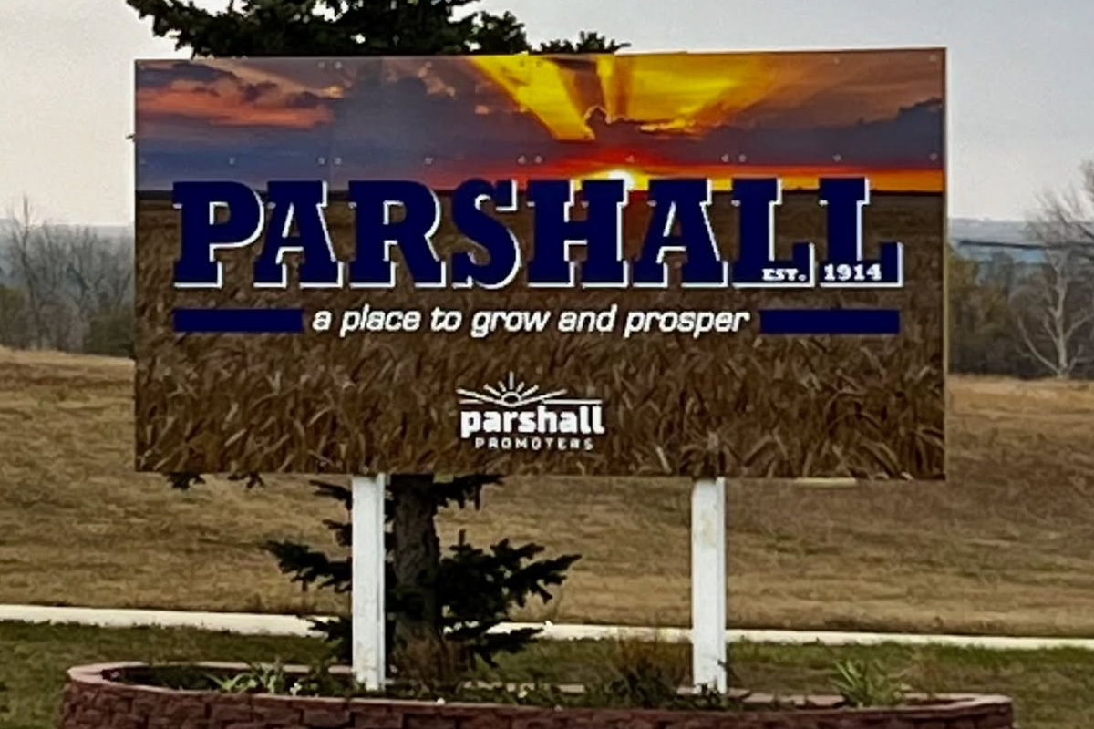 Welcome to Parshall, North Dakota sign